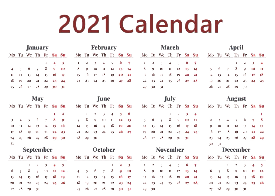 2021 Calendar