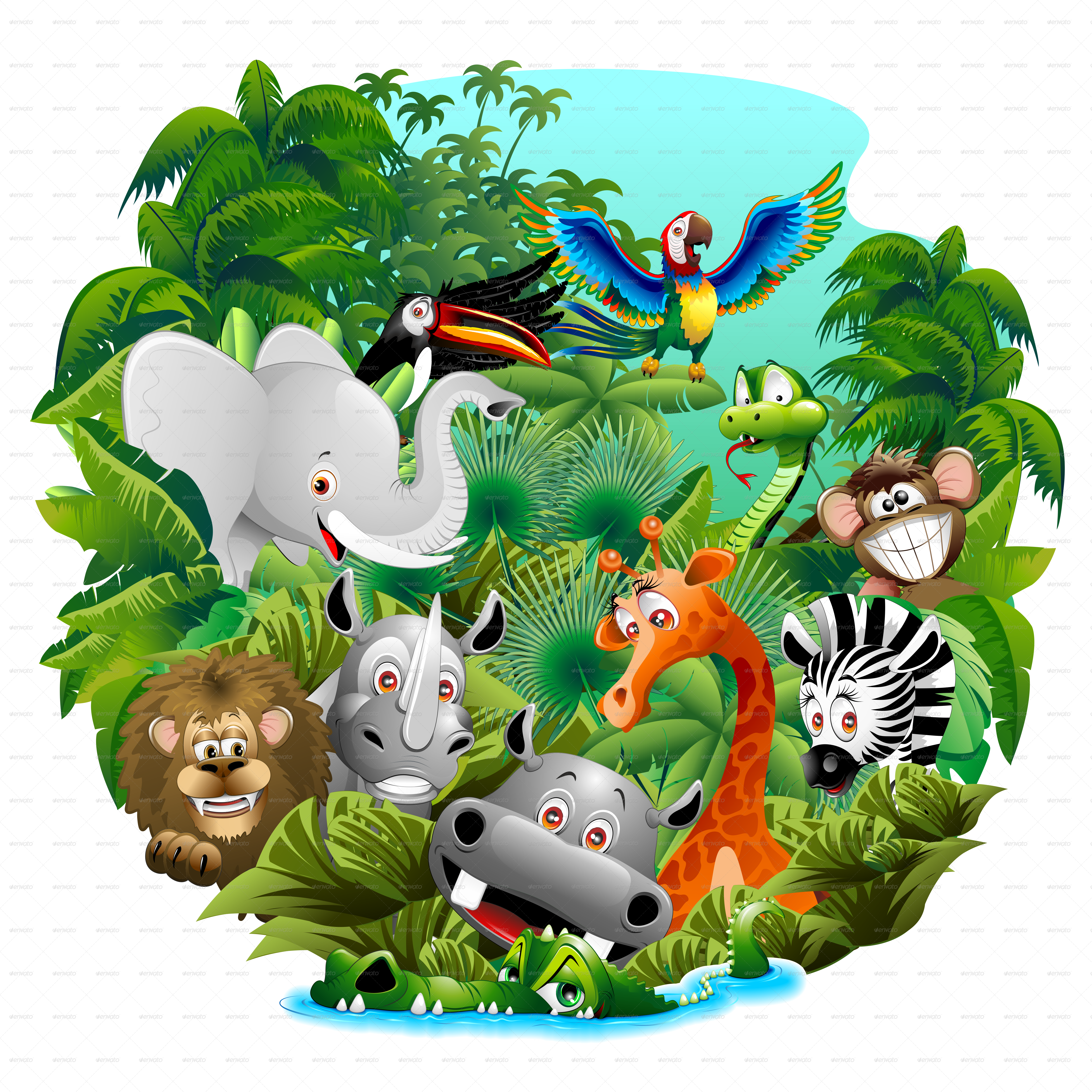 Jungle Animals ClipArt PNG