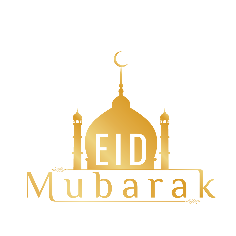 Eid Mubarak Arabic calligraphy and mosque illustration on transparent  background PNG - Similar PNG