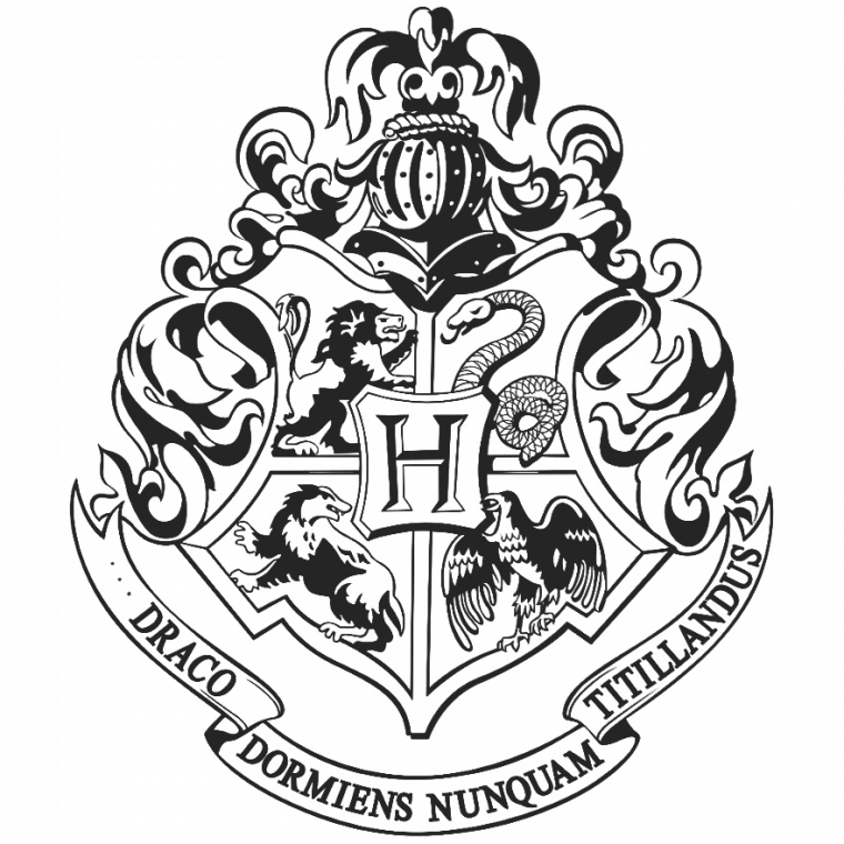 hogwarts house crests black and white
