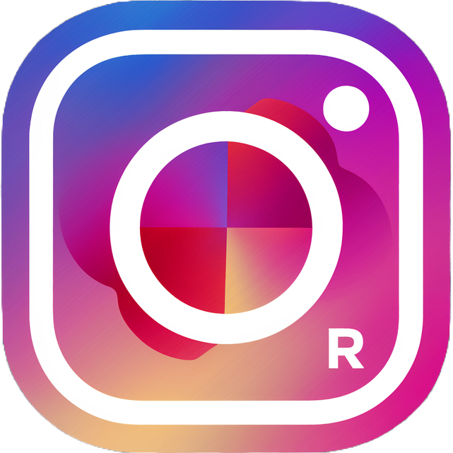 Modern Instagram logo with R mark png