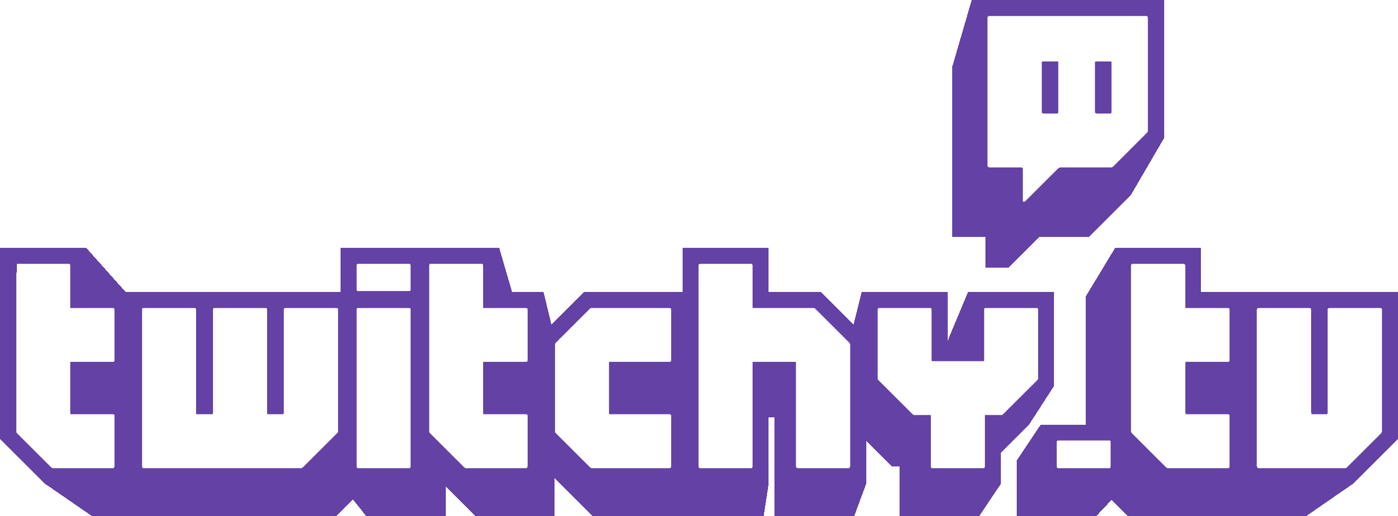 Twitch logo PNG transparent image download, size: 2400x988px